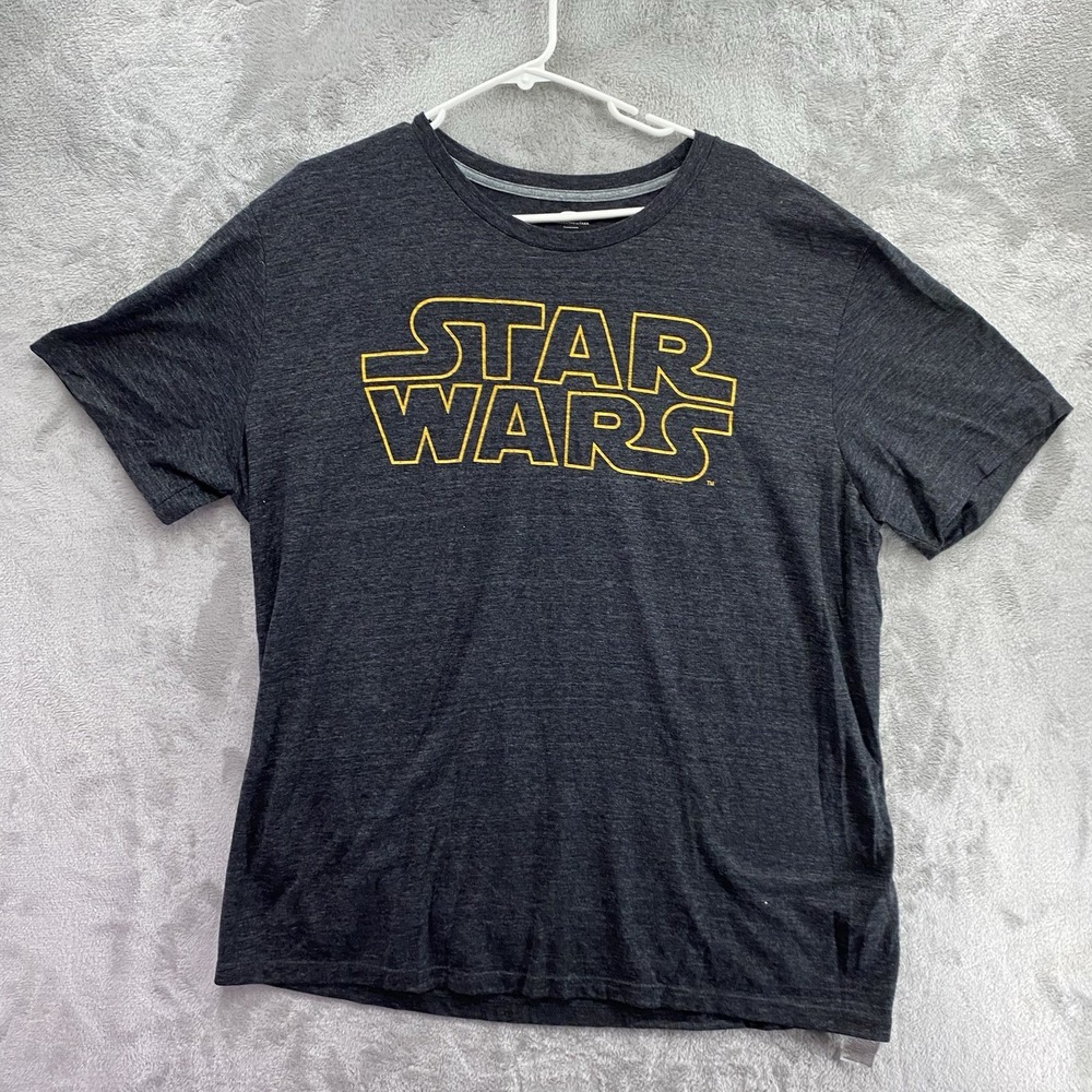 Star Wars Logo Men XXL Charcoal Gray Graphic T Shirt Old Navy